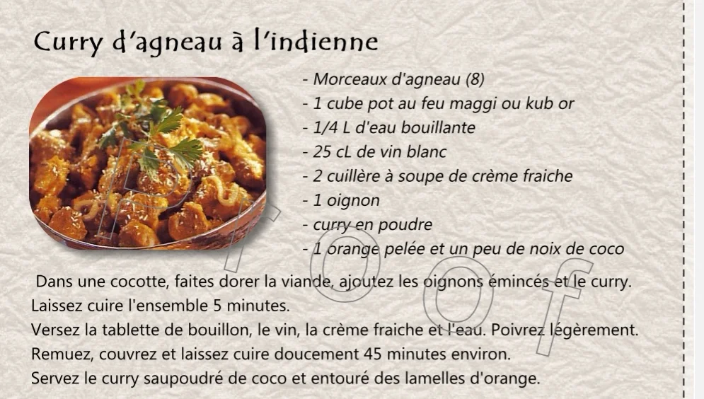 Curry d’agneau à l’indienne