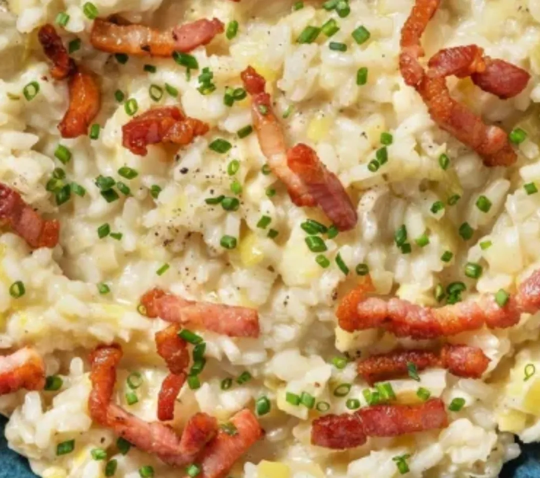 Risotto poireaux lardons