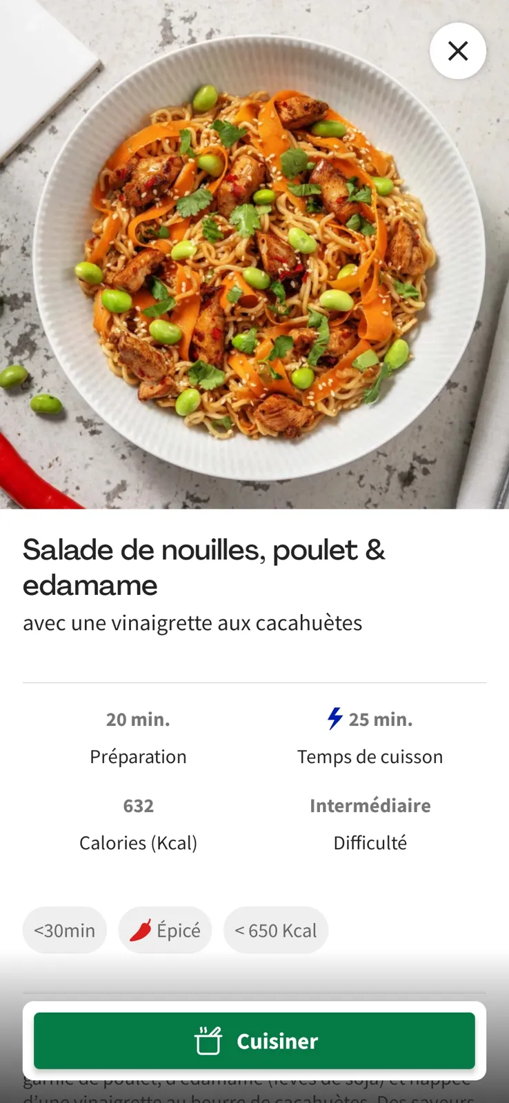 Nouille poulet edamame carottes