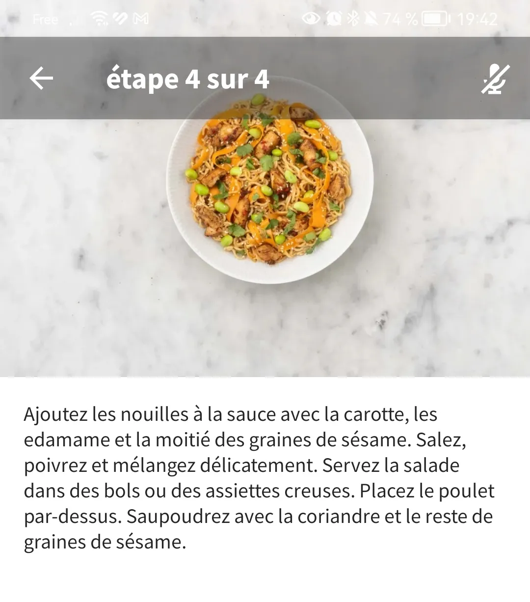 Nouille poulet edamame carottes