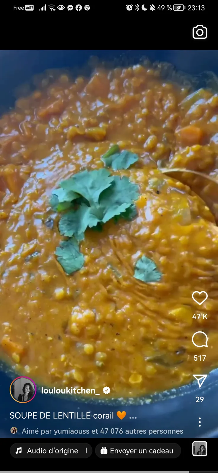 Soupe lentilles