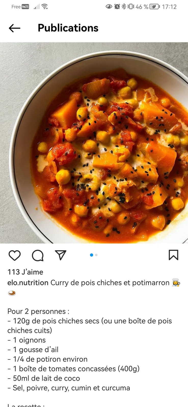 Curry de pois chiche