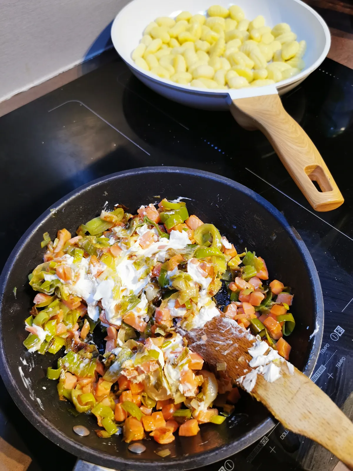 Gnocchi poireau saumon fumé mascarpone