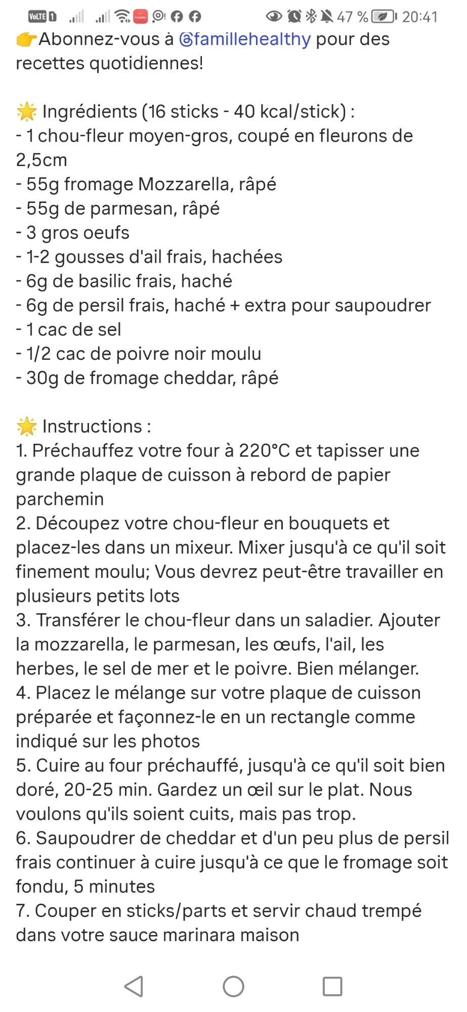 Bâtonnets de chou-fleur aux trois fromages