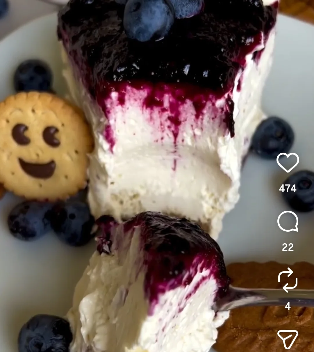 Cheesecake sans cuisson aux myrtilles