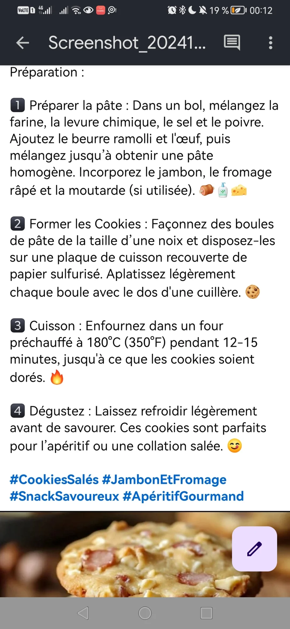 Cookies salés au jambon et fromage