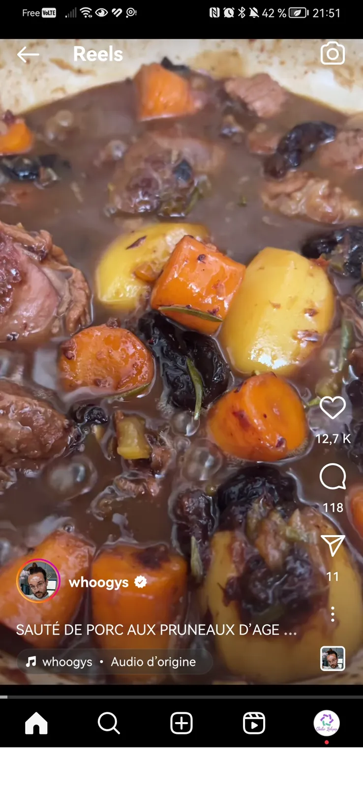 Sauté de porc pruneaux