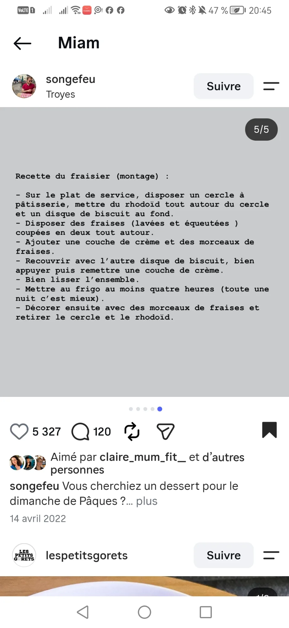 Fraisier au biscuit joconde aux amandes et à la crème diplomate à la vanille
