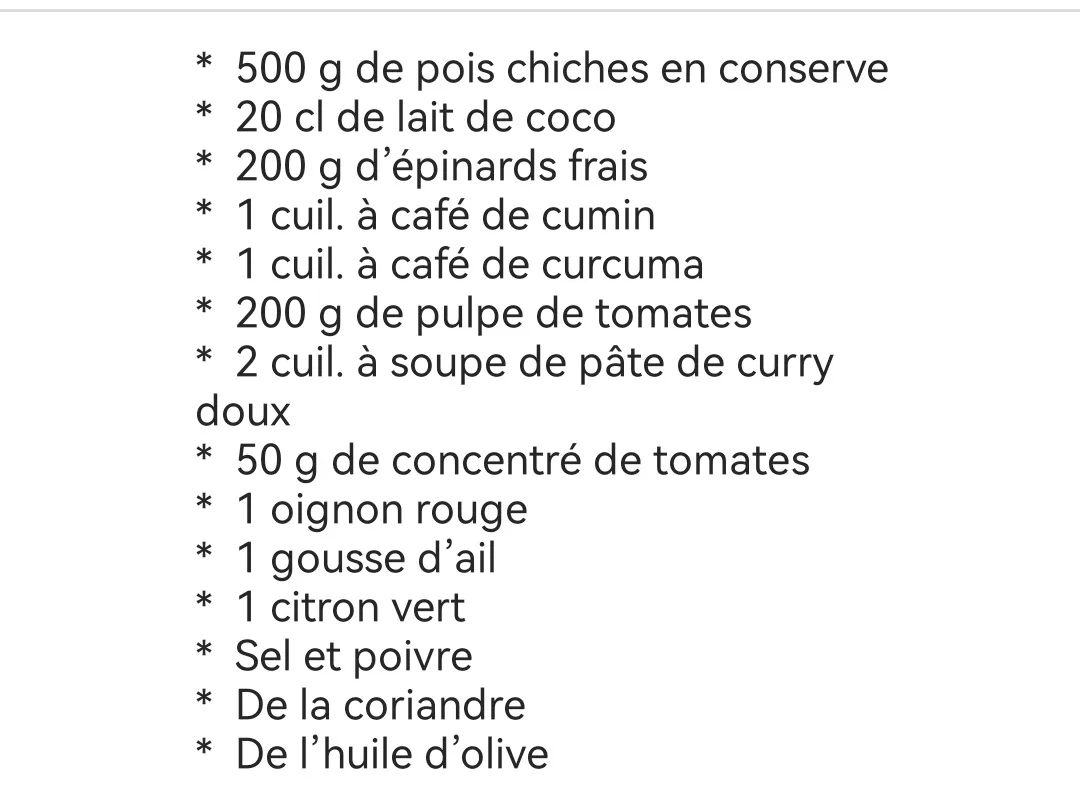 Curry de pois chiche (végétarien)