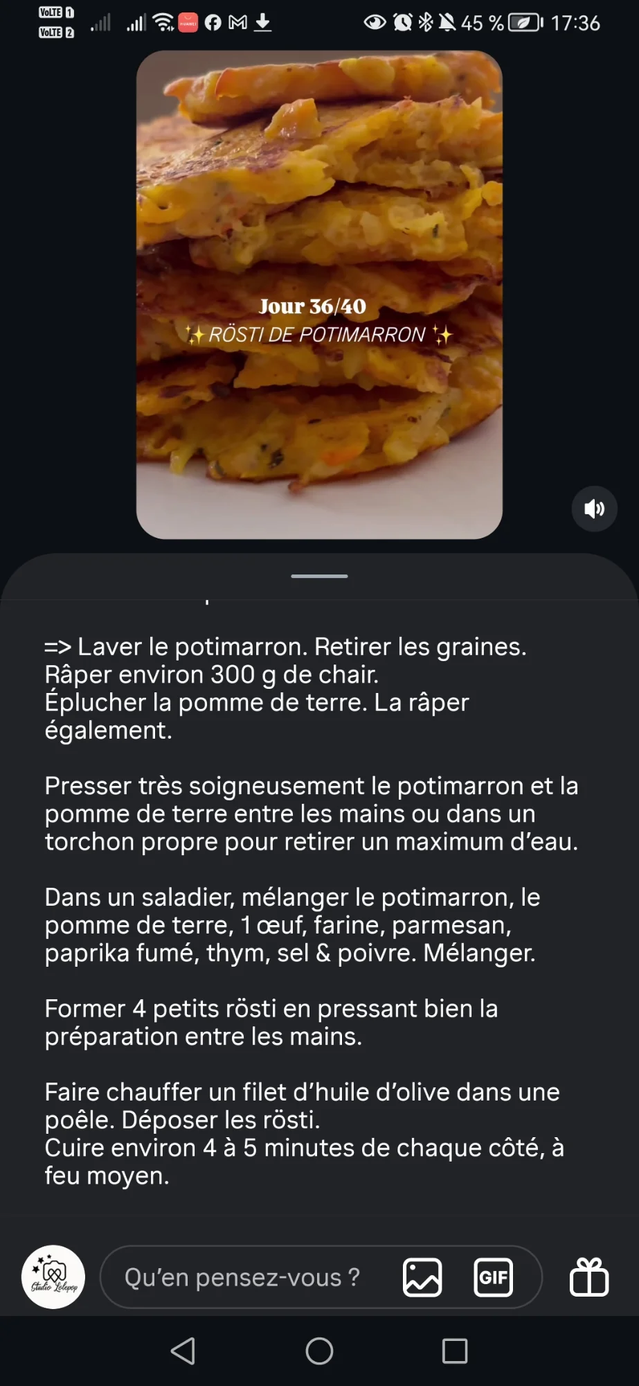 Rosti de potimarron