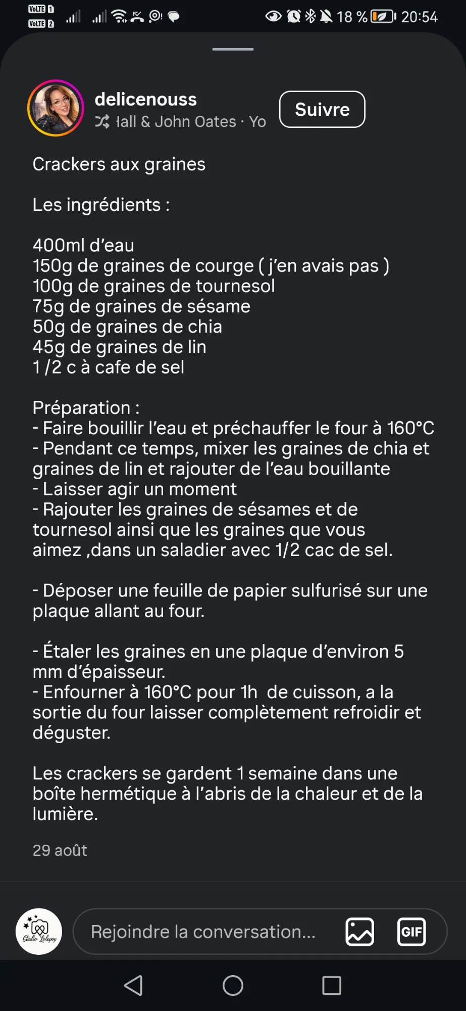 Crackers aux graines