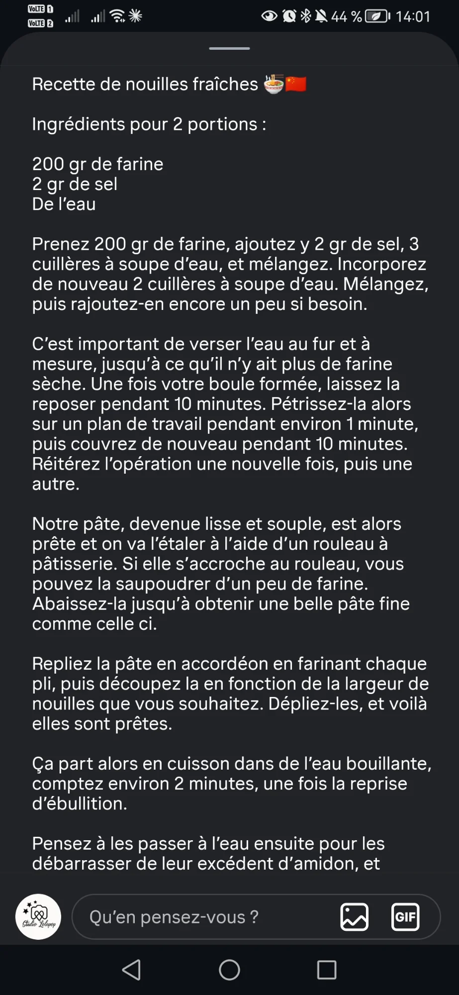 Nouilles fraîches maison