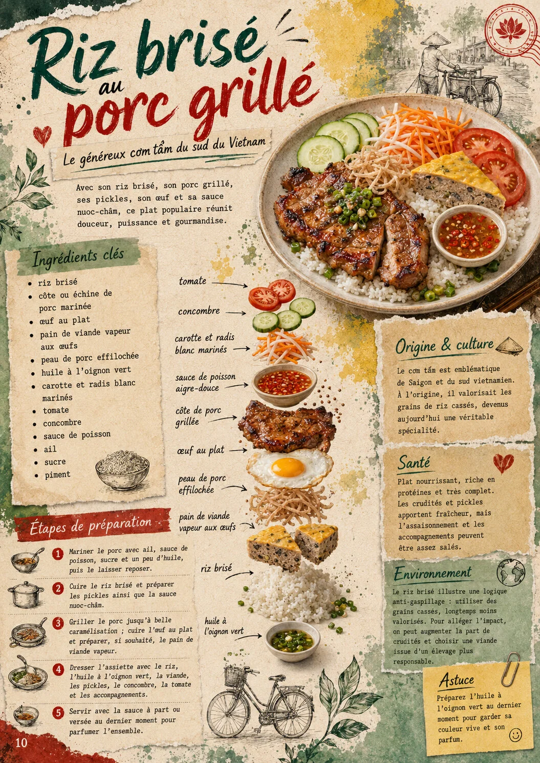 Riz brisé au porc grillé