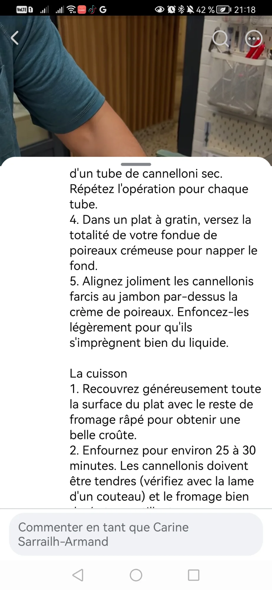 Gratin de cannelloni au jambon et aux poireaux
