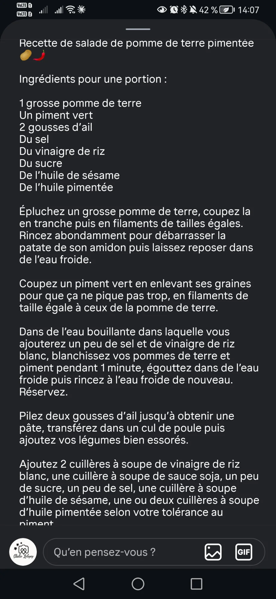 Salade de pomme de terre pimentée