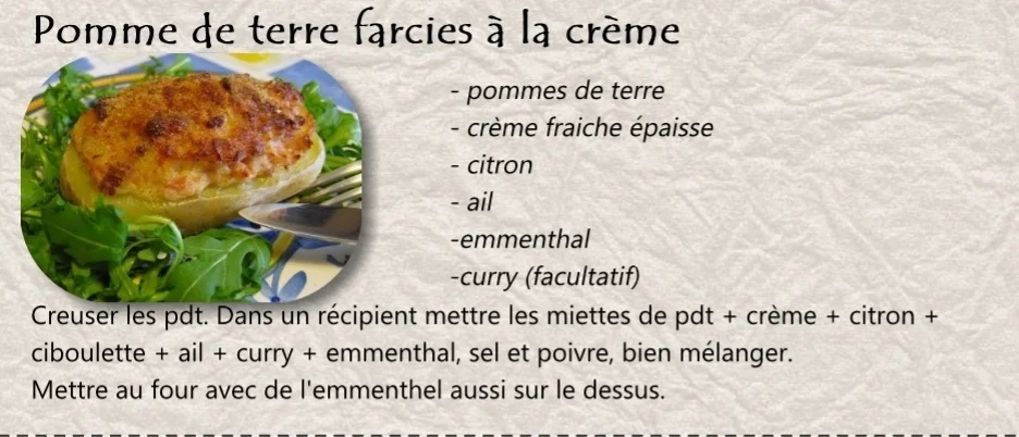 Pommes de terre farcies à la crème