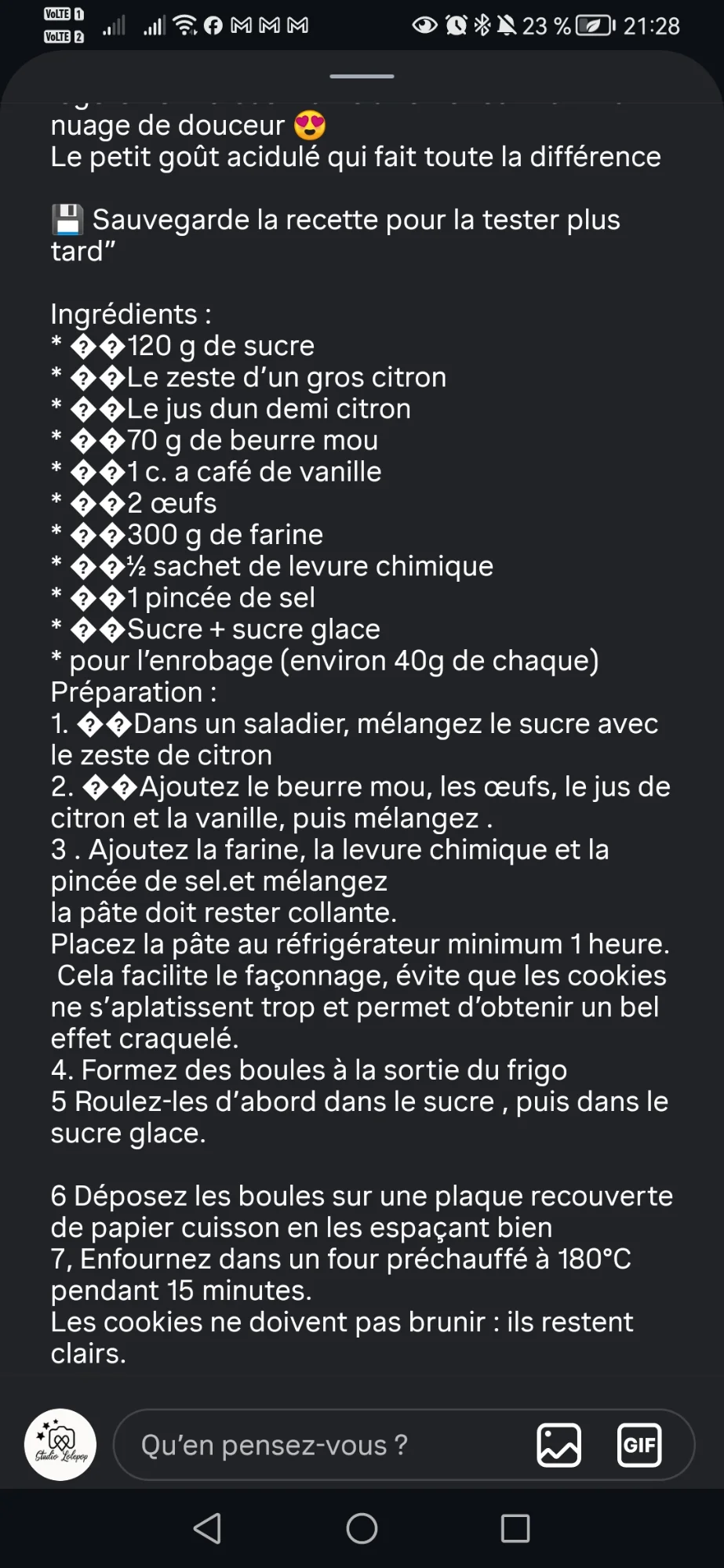 Cookies craquelés au citron