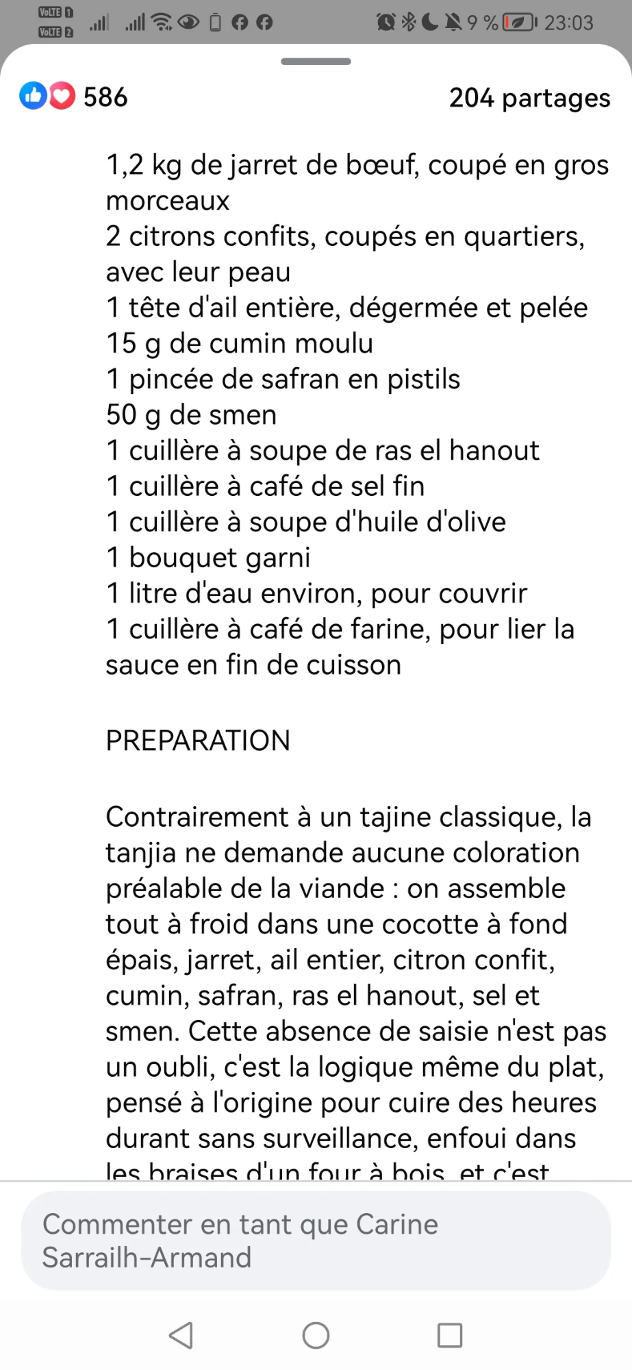 Tanjia marrakchia au citron confit