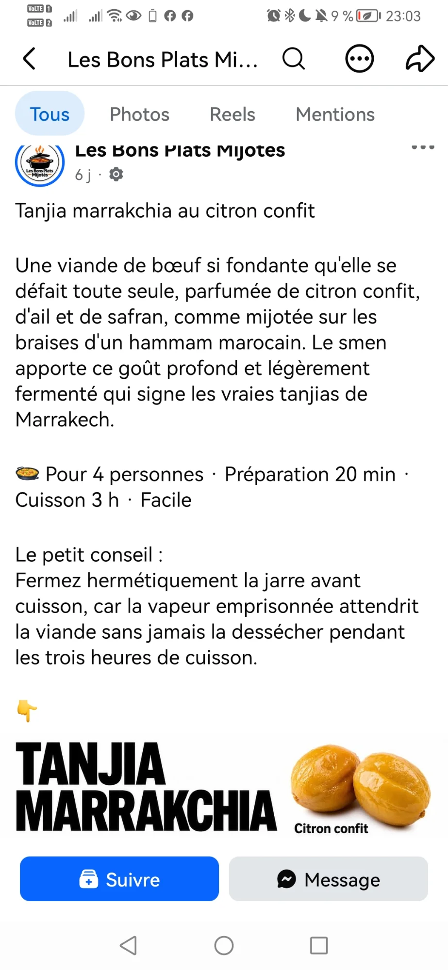 Tanjia marrakchia au citron confit