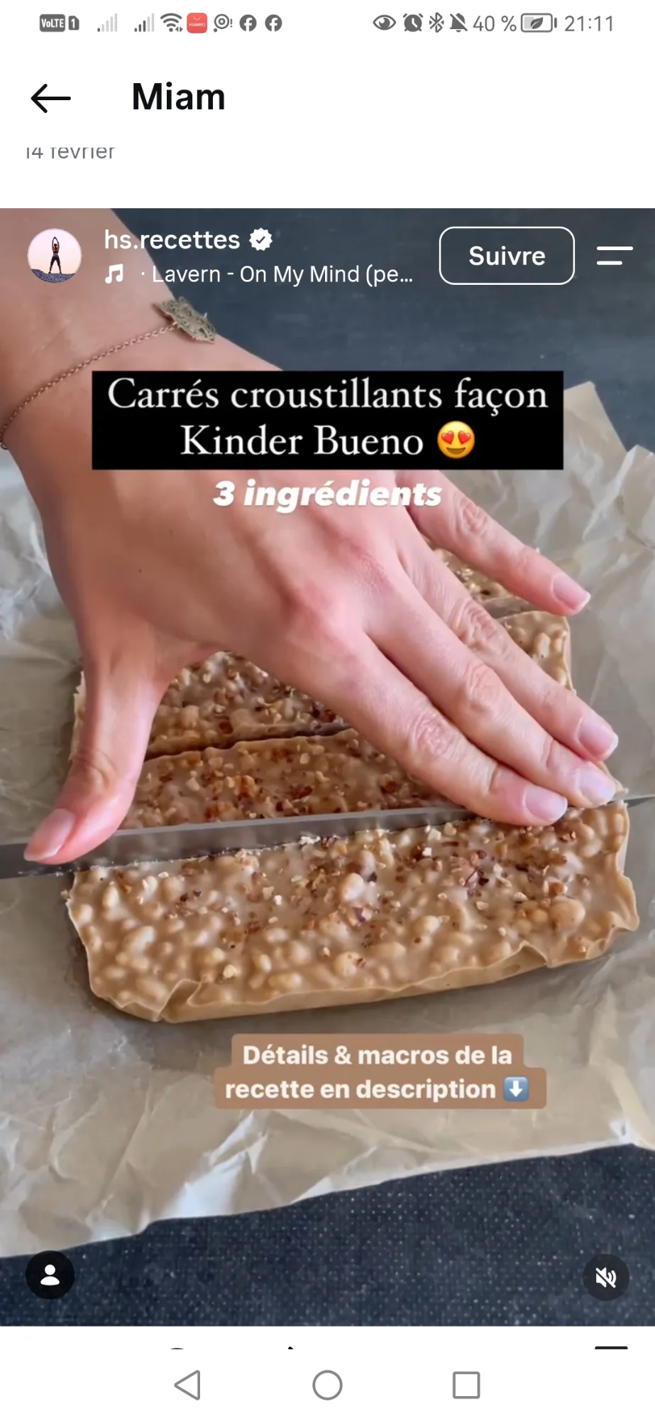 Carrés croustillants façon Kinder Bueno