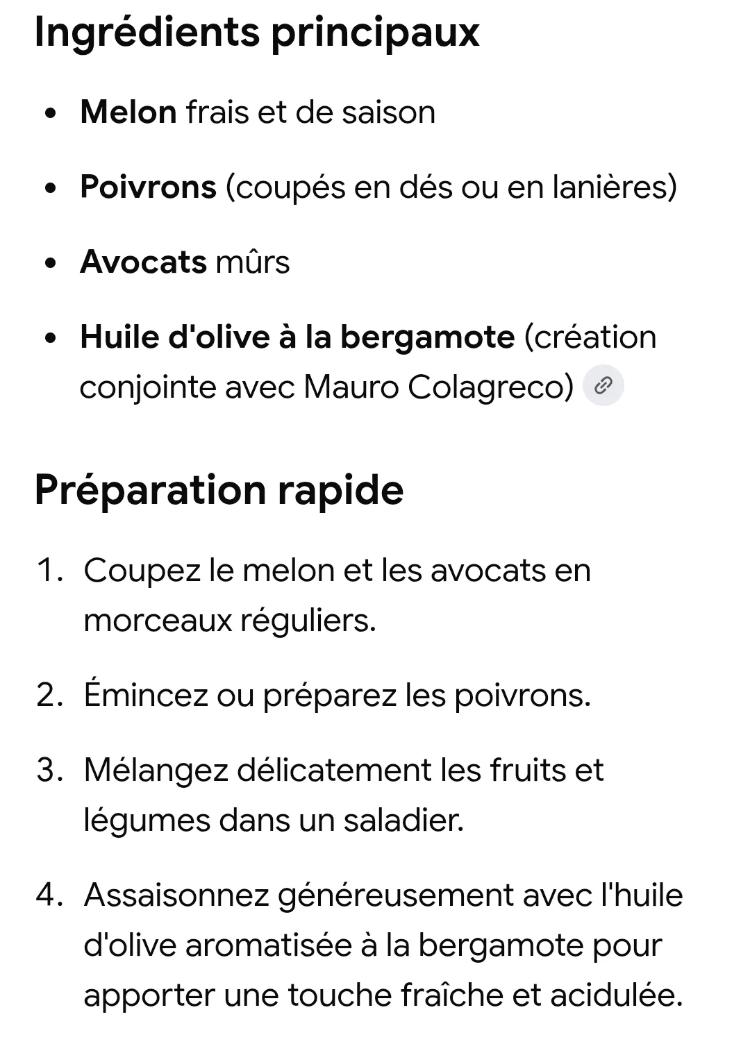 Salade de melon, poivrons et avocats