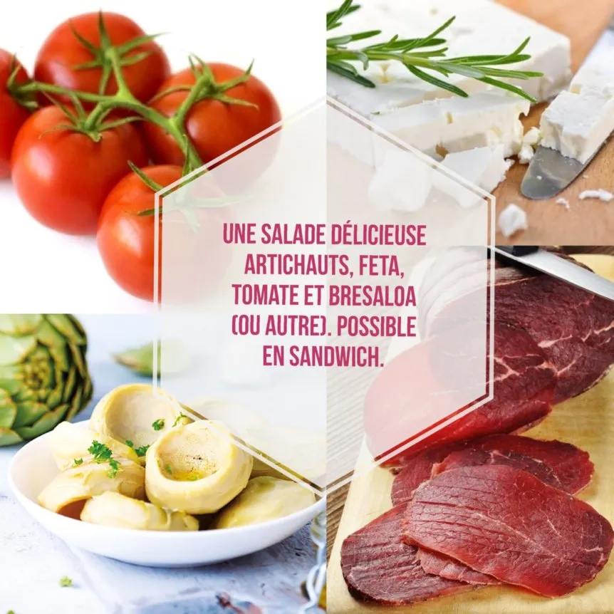 Salade artichauts feta brasola