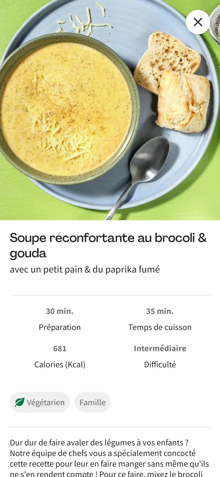 Soupe brocoli gouda