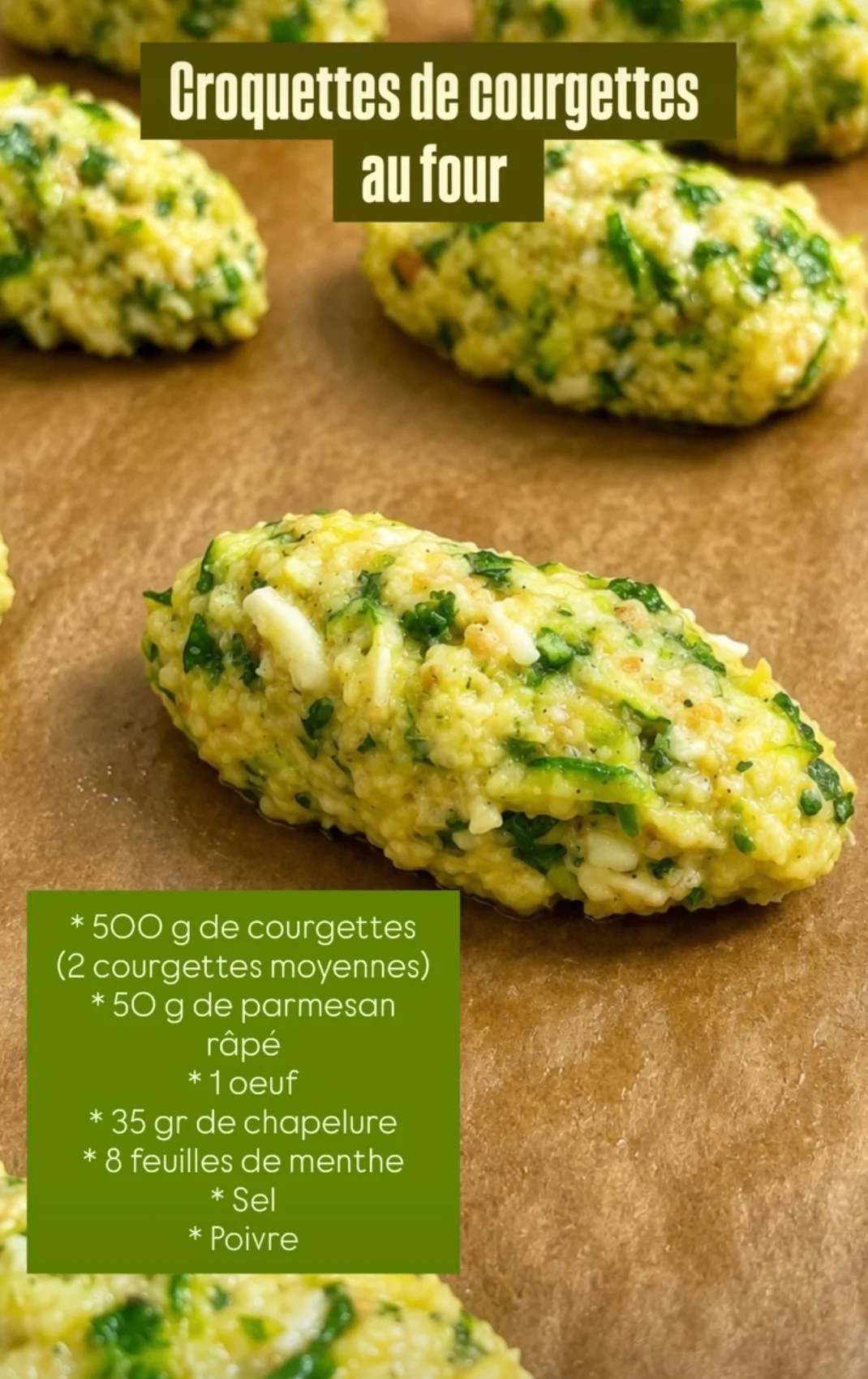 Croquettes de courgettes au four