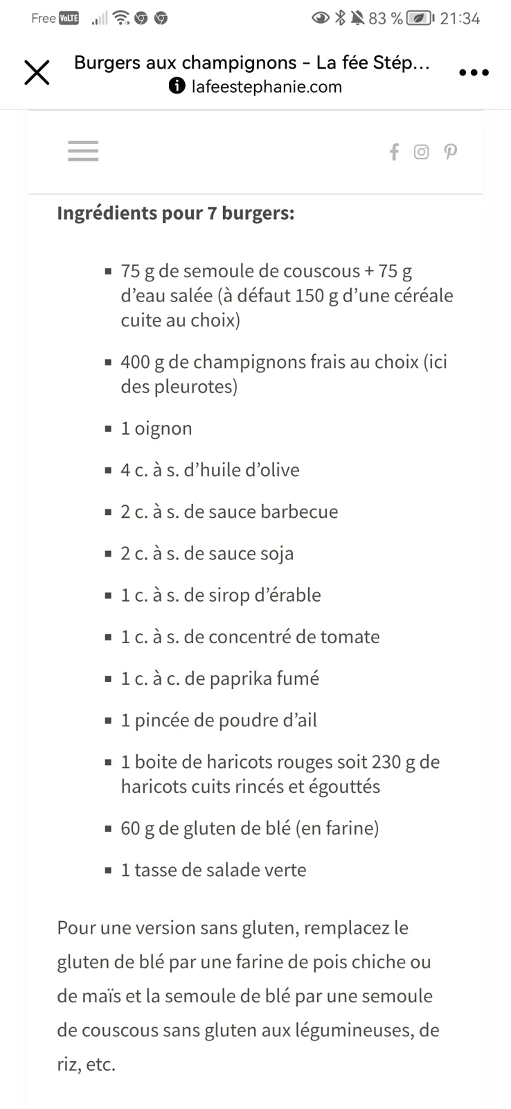 Burger vege champi
