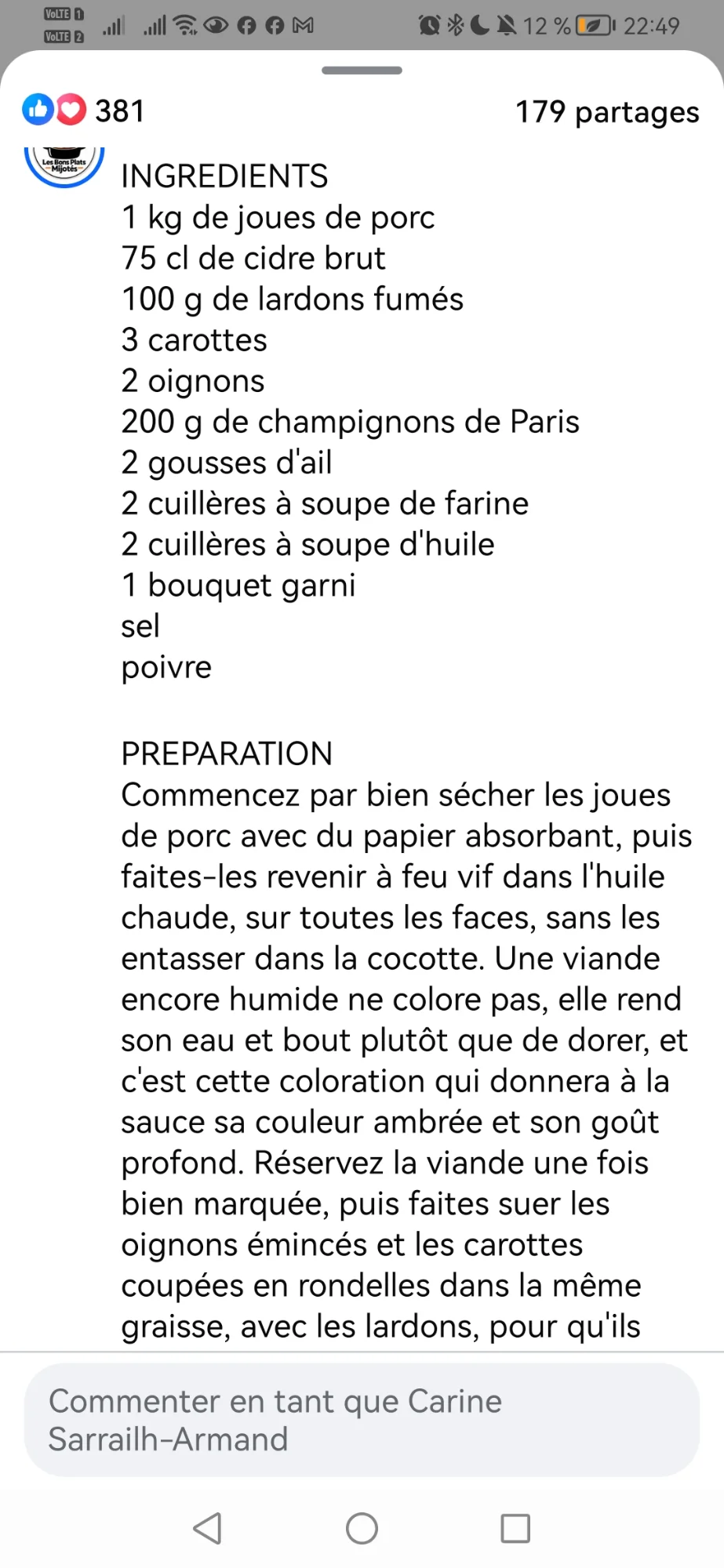 Joues de porc fondantes au cidre