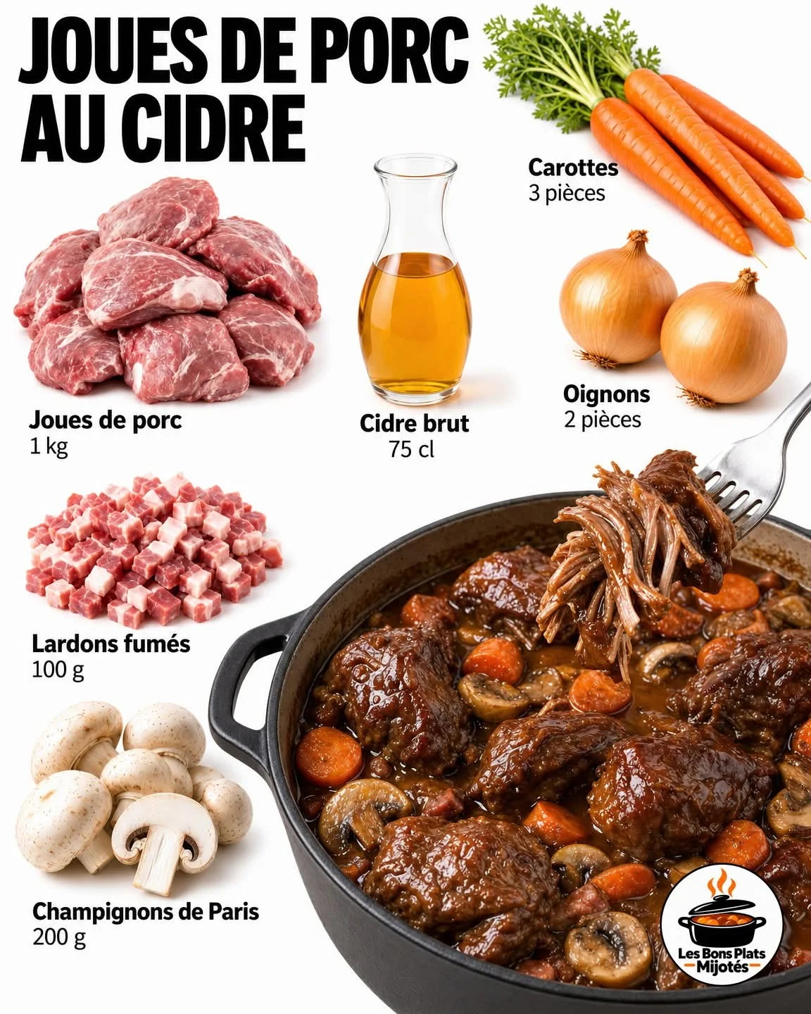 Joues de porc fondantes au cidre