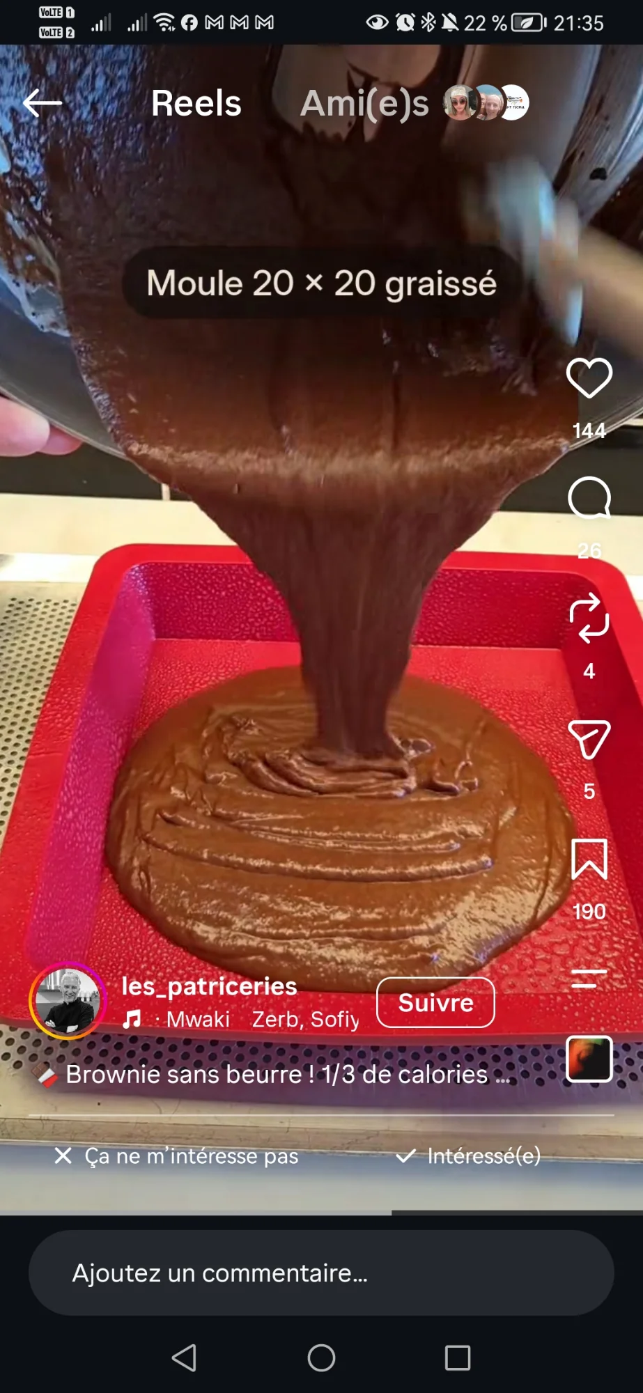 Brownie sans beurre à la compote de pommes