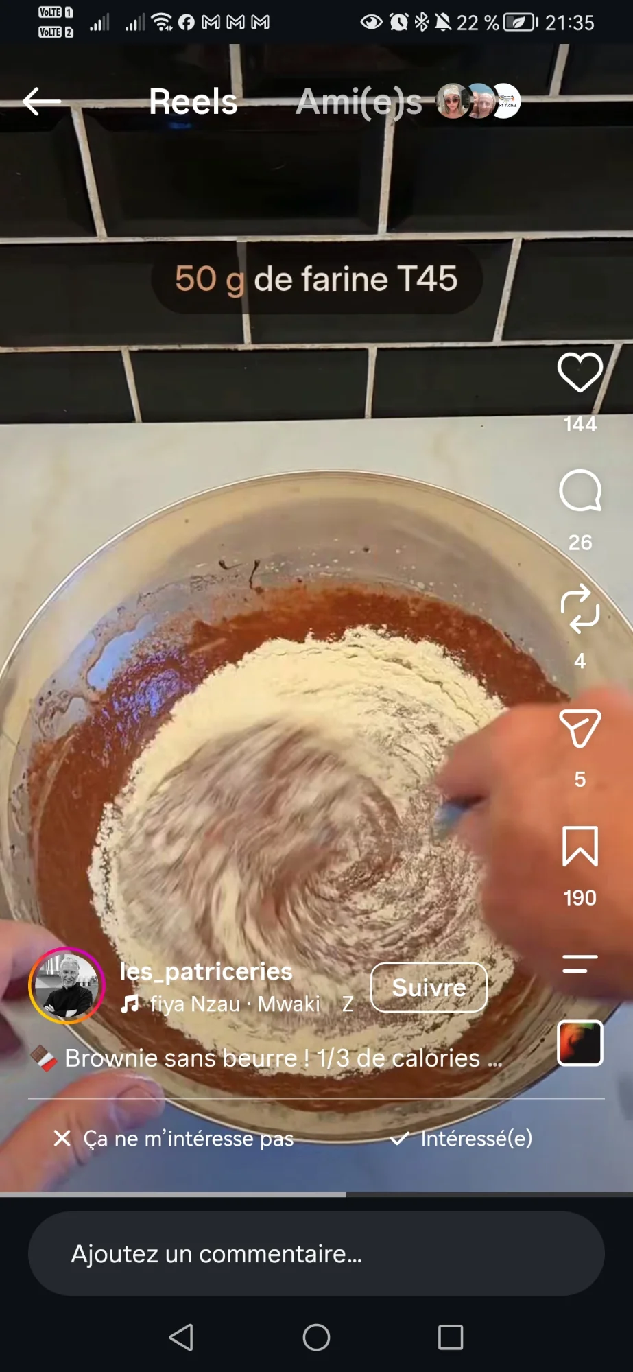 Brownie sans beurre à la compote de pommes
