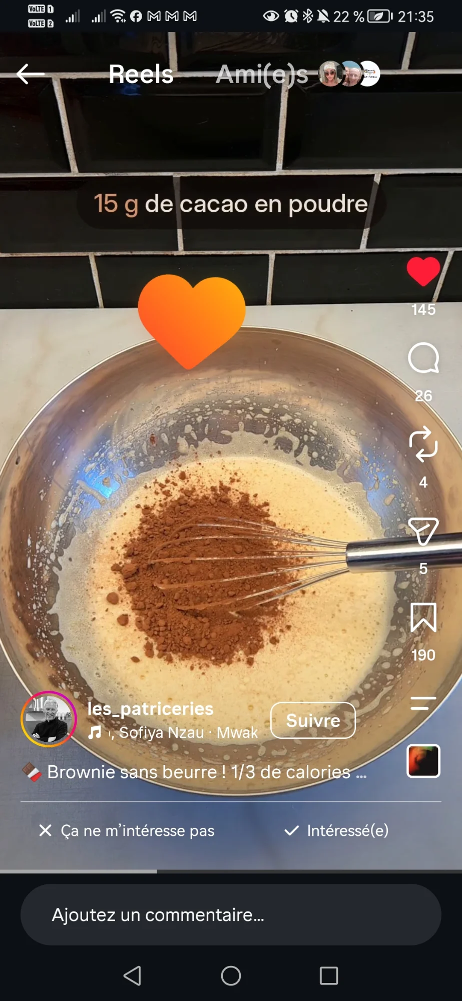 Brownie sans beurre à la compote de pommes