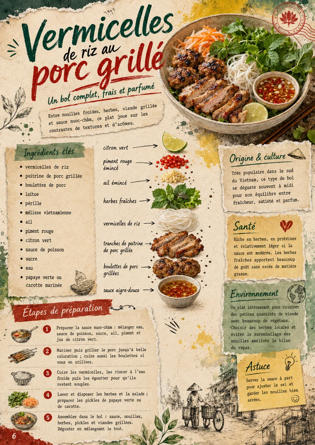 Vermicelles de riz au porc grillé